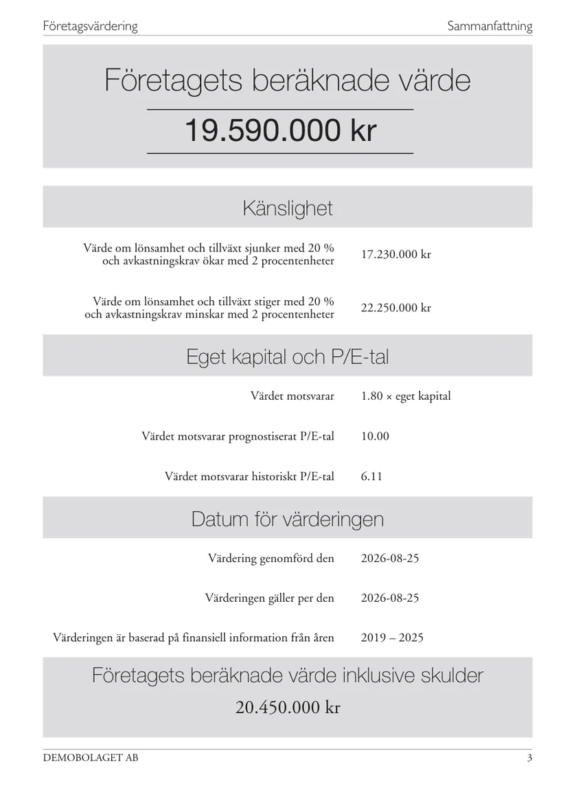 Provexemplar, sammanfattning
